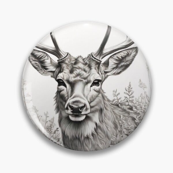Item preview, Black and white deer pencil drawing designed and sold by Pencil-Art.