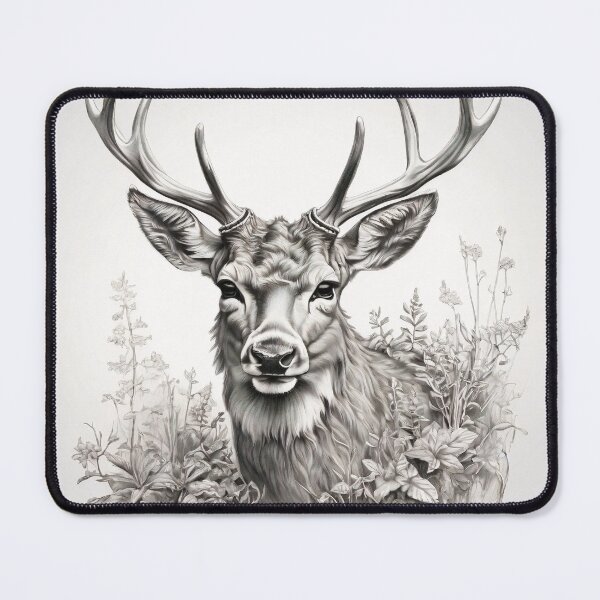 Item preview, Black and white deer pencil drawing designed and sold by Pencil-Art.