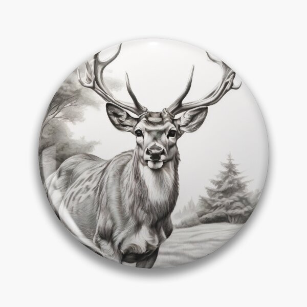 Item preview, Black and white deer pencil drawing designed and sold by Pencil-Art.