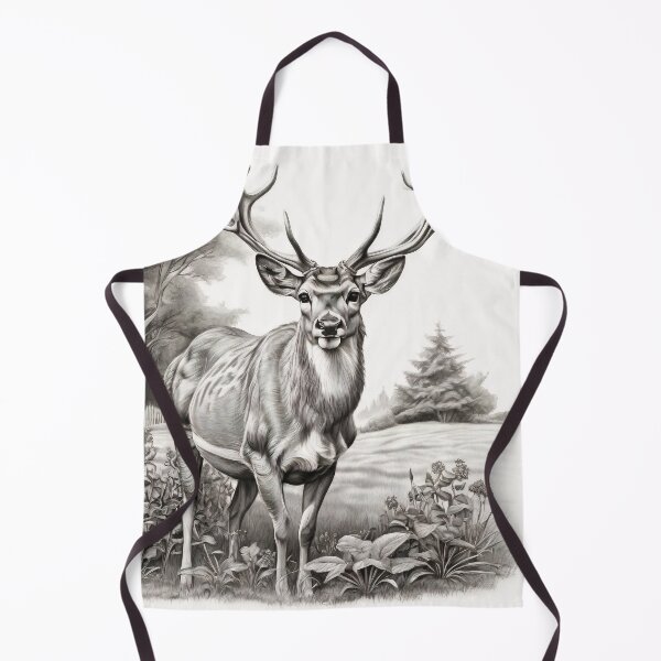 Item preview, Black and white deer pencil drawing designed and sold by Pencil-Art.