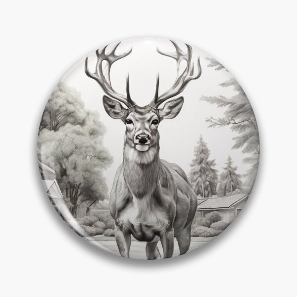 Item preview, Black and white deer pencil drawing designed and sold by Pencil-Art.