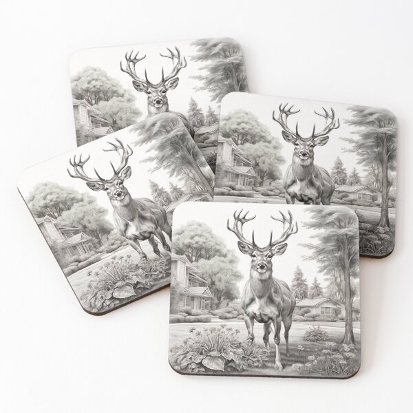 Item preview, Black and white deer pencil drawing designed and sold by Pencil-Art.