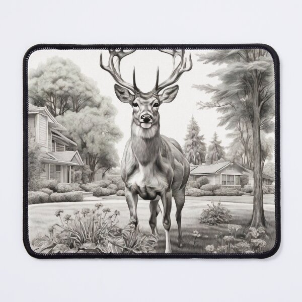 Item preview, Black and white deer pencil drawing designed and sold by Pencil-Art.