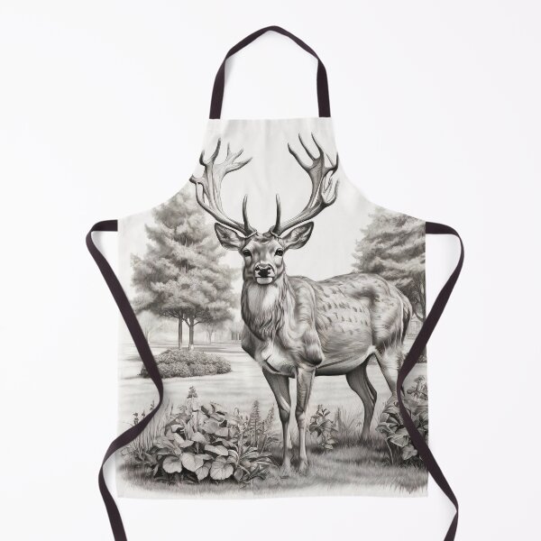 Item preview, Black and white deer pencil drawing designed and sold by Pencil-Art.