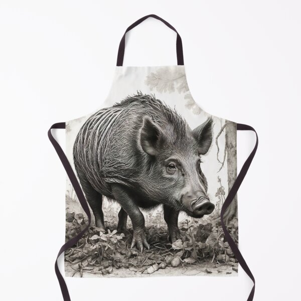 Item preview, Black and white Wild boar pencil drawing designed and sold by Pencil-Art.