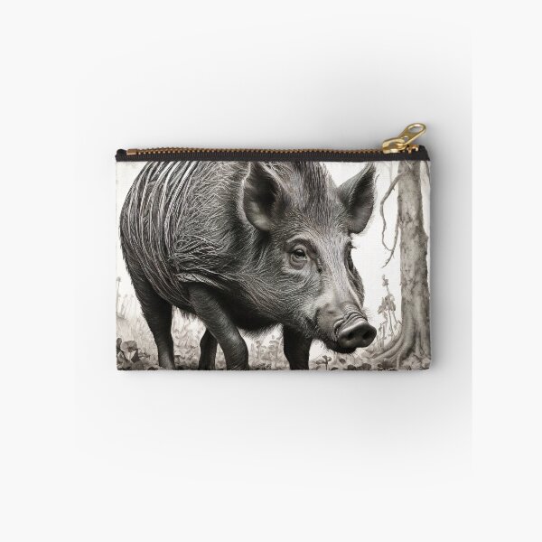 Item preview, Black and white Wild boar pencil drawing designed and sold by Pencil-Art.