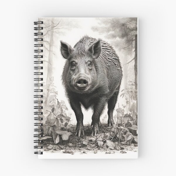 Item preview, Black and white Wild boar pencil drawing designed and sold by Pencil-Art.