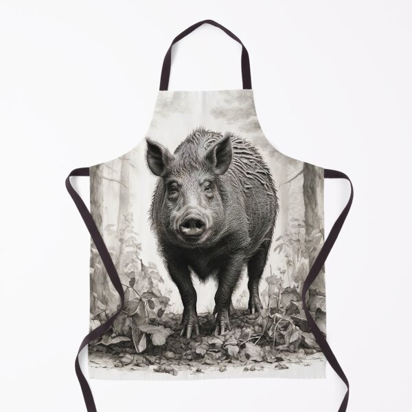 Item preview, Black and white Wild boar pencil drawing designed and sold by Pencil-Art.