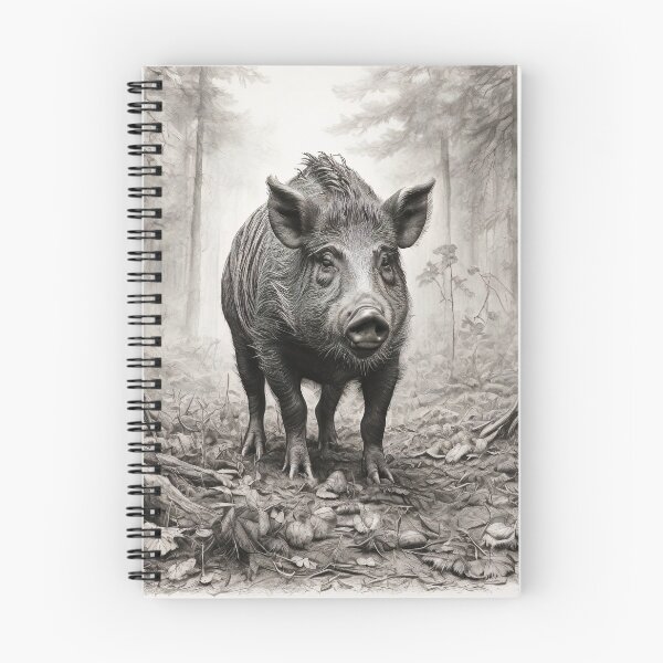 Item preview, Black and white Wild boar pencil drawing designed and sold by Pencil-Art.