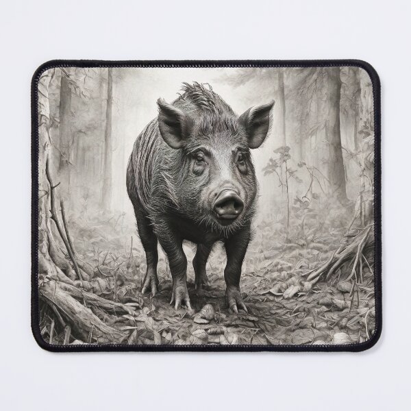 Item preview, Black and white Wild boar pencil drawing designed and sold by Pencil-Art.