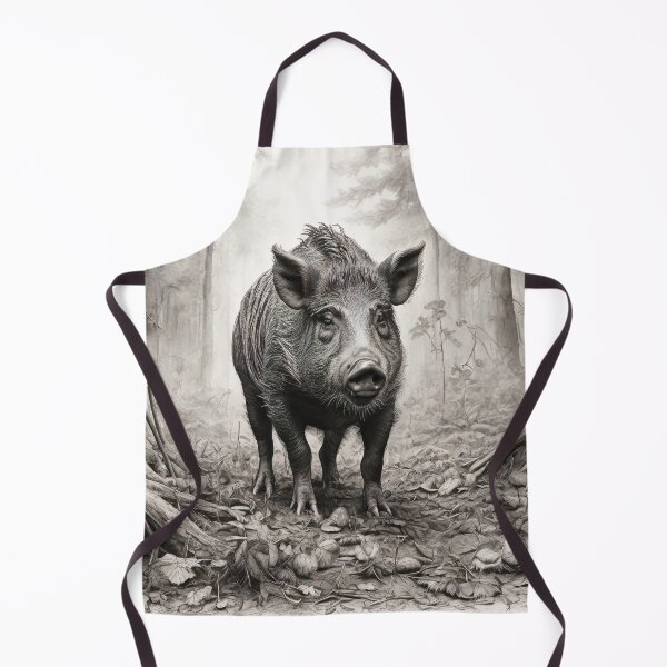 Item preview, Black and white Wild boar pencil drawing designed and sold by Pencil-Art.
