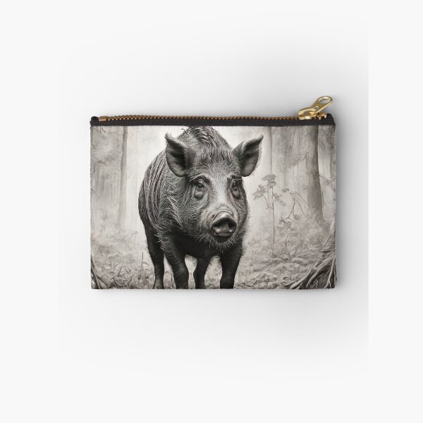 Item preview, Black and white Wild boar pencil drawing designed and sold by Pencil-Art.