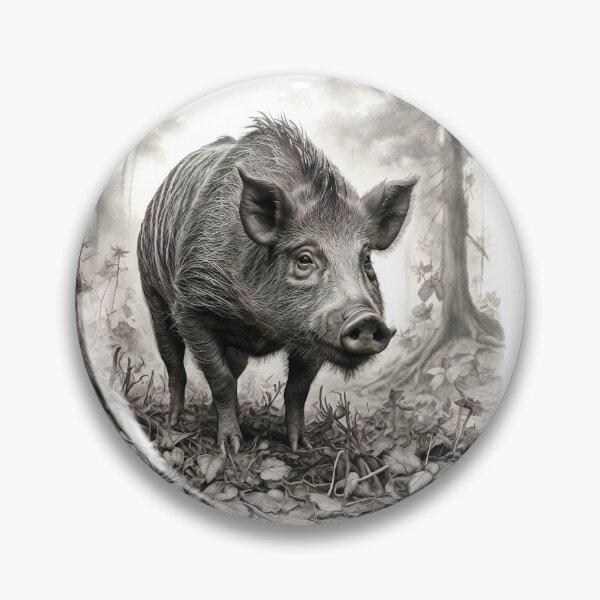 Item preview, Black and white Wild boar pencil drawing designed and sold by Pencil-Art.