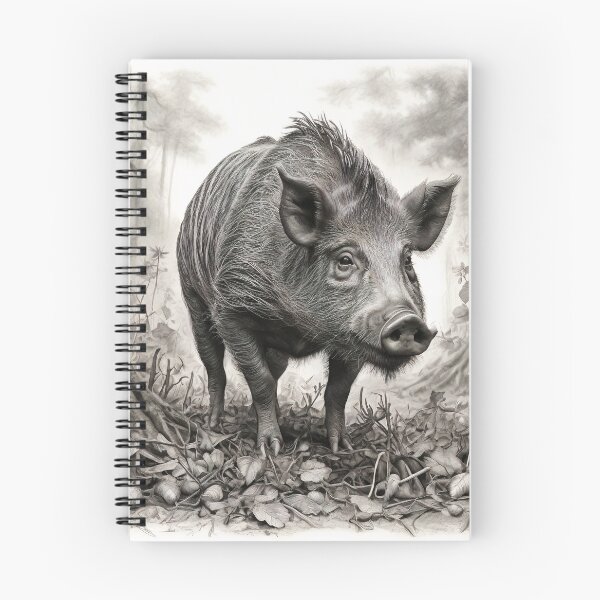 Item preview, Black and white Wild boar pencil drawing designed and sold by Pencil-Art.