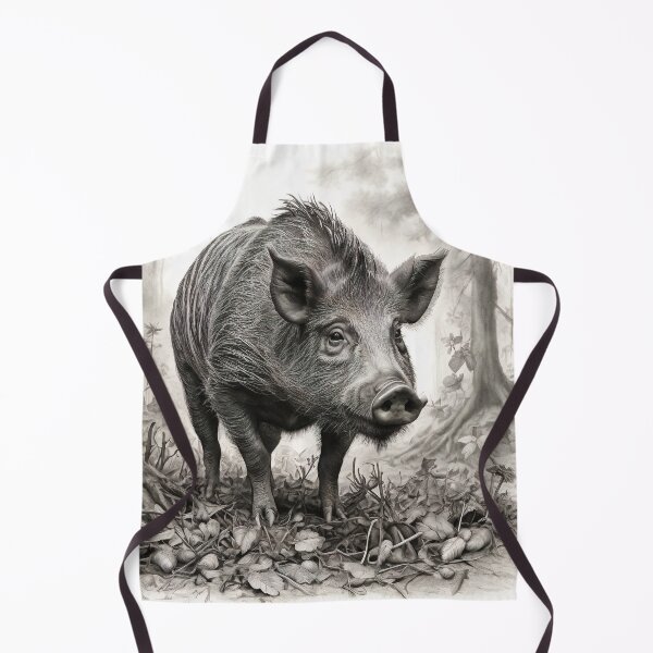 Item preview, Black and white Wild boar pencil drawing designed and sold by Pencil-Art.