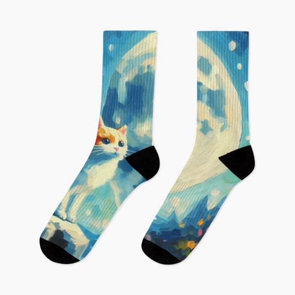 Item preview, A cat standing near the moon designed and sold by DistantIsland.