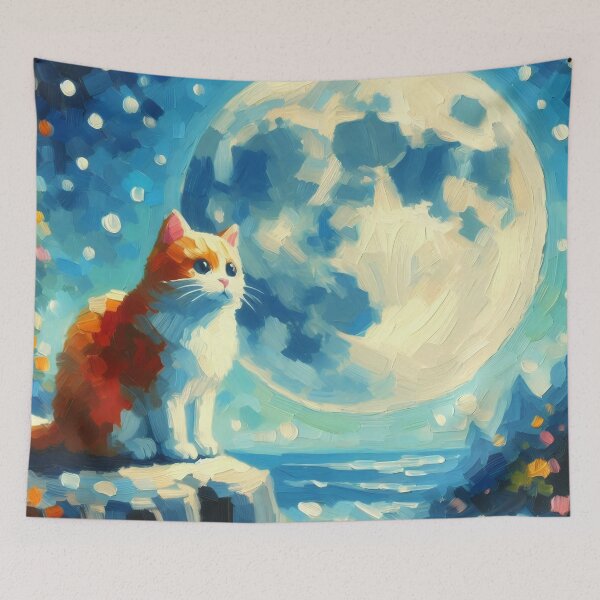 Artikelvorschau, Eine Katze steht neben dem Mond entworfen und verkauft von DistantIsland.