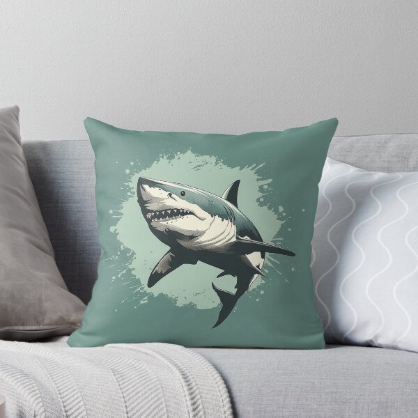 Item preview, Great White Shark on Green Background designed and sold by SpoonToonCnt.