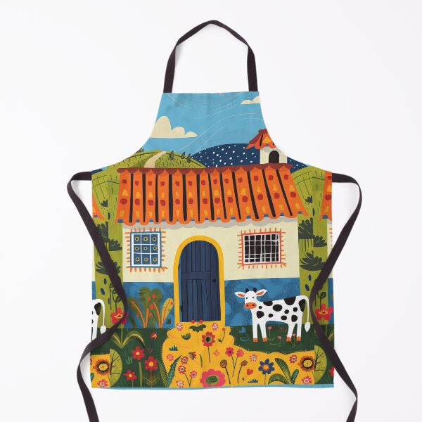 Item preview, House in Village and Cow,Positive vibe and colours designed and sold by Piotrek0001.