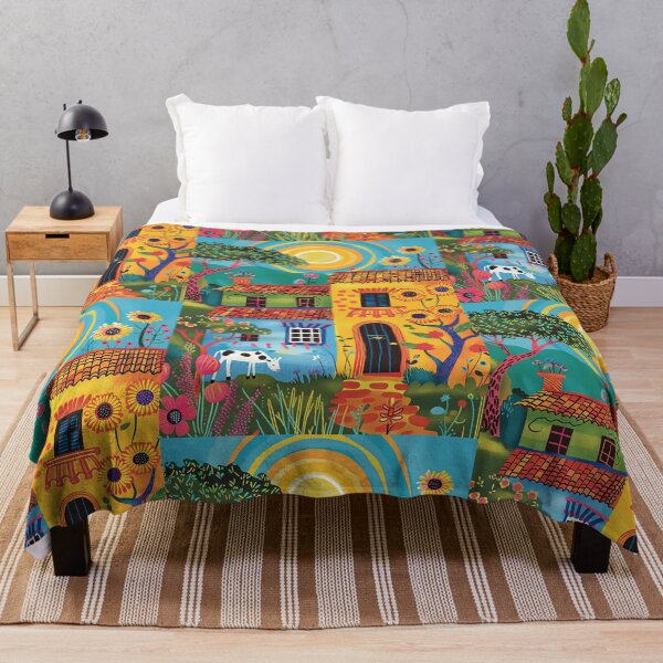 Item preview, House in Village and Cow,Positive vibe and colours designed and sold by Piotrek0001.