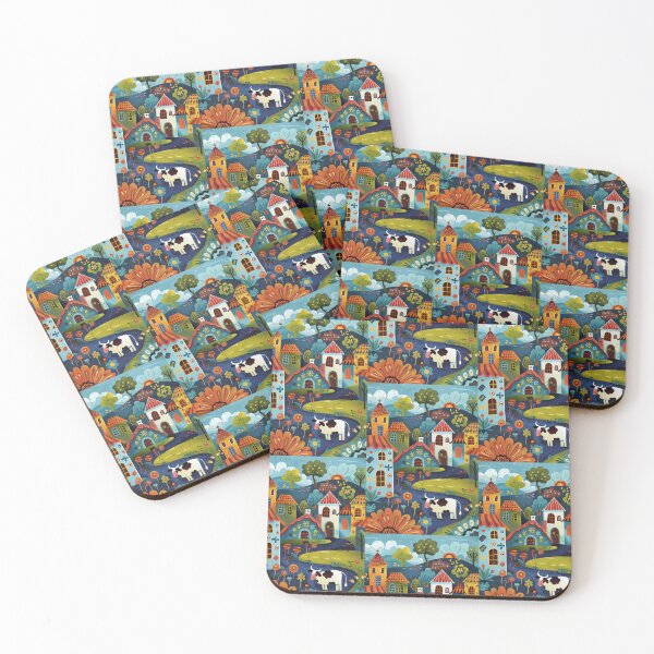 Item preview, House in Village and Cow,Positive vibe and colours designed and sold by Piotrek0001.