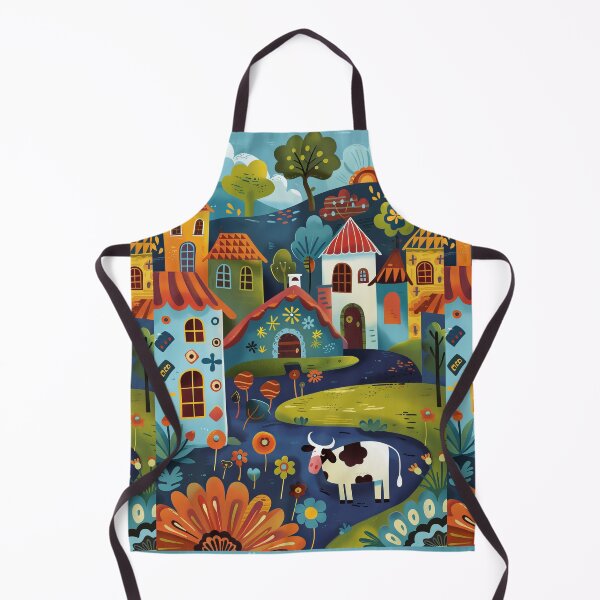 Item preview, House in Village and Cow,Positive vibe and colours designed and sold by Piotrek0001.