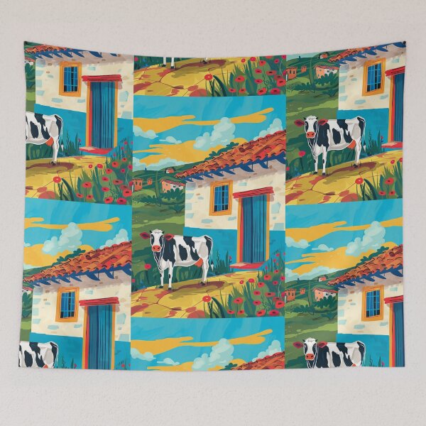 Item preview, Casa en Pueblo y Vaca,Ambiente y colores positivos. designed and sold by Piotrek0001.
