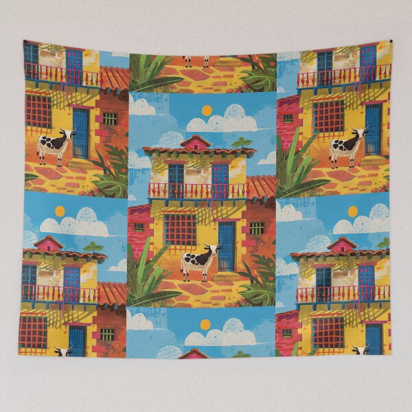 Item preview, Casa en Pueblo y Vaca,Ambiente y colores positivos. designed and sold by Piotrek0001.