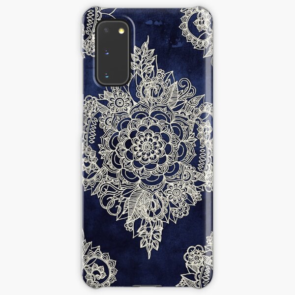 Cream Floral Moroccan Pattern on Deep Indigo Ink Samsung Galaxy Snap Case
