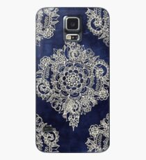 Funda/vinilo para Samsung Galaxy Patrón floral marroquí crema en tinta Deep Indigo