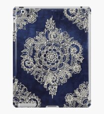 Cream Floral Moroccan Pattern on Deep Indigo Ink iPad Case/Skin