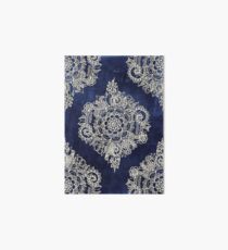 Cream Floral Moroccan Pattern on Deep Indigo Ink Art Board