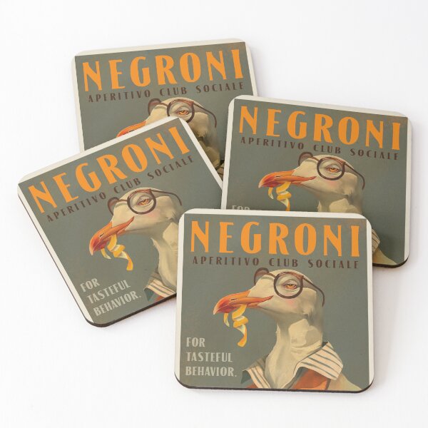 Item preview, Vintage Art Deco Negroni Poster Of A Fancy Seagull  designed and sold by The Whiskey Ginger Design Shop.
