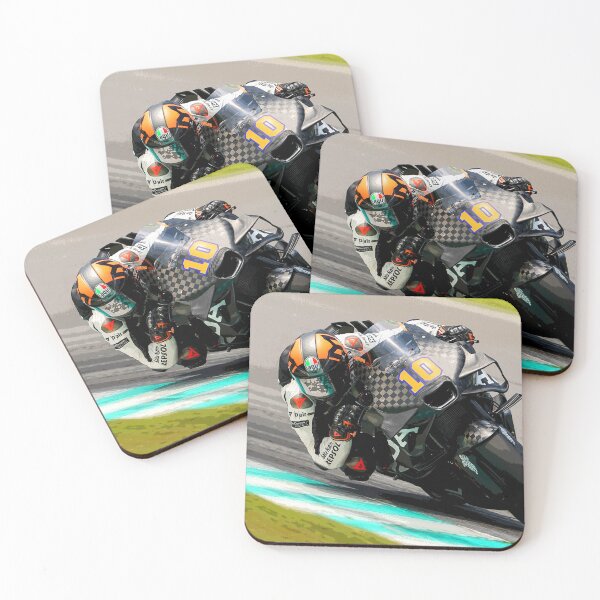 Item preview, Luca Marini racing his 2024 MotoGP Motorcycle in the corners abstract designed and sold by Rodissimus1984.