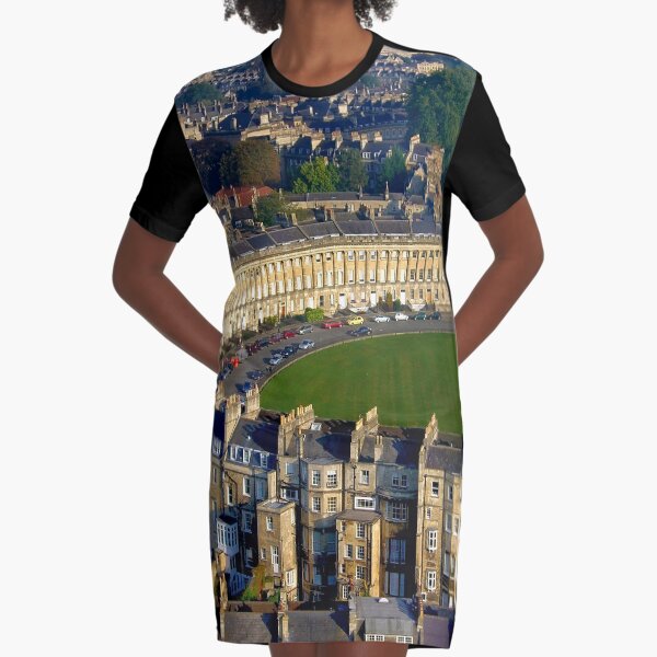 Royal Crescent - Aerial Image of Bath, Somerset, UK Graphic T-Shirt Dress