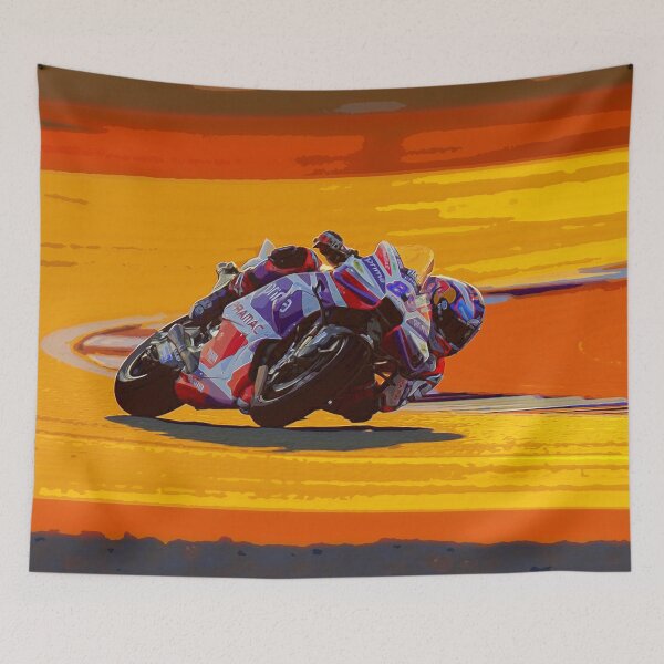Item preview, Jorge Martin racing his MotoGP motorcycle at Lusail during the Qatar Grand Prix watercolor designed and sold by Rodissimus1984.