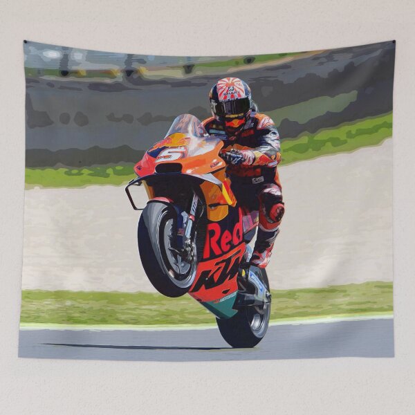 Item preview, Johann Zarco making a wheelie after the Italian Grand Prix at Mugello watercolor designed and sold by Rodissimus1984.