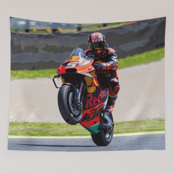 Item preview, Johann Zarco making a wheelie after the Italian Grand Prix at Mugello abstract designed and sold by Rodissimus1984.
