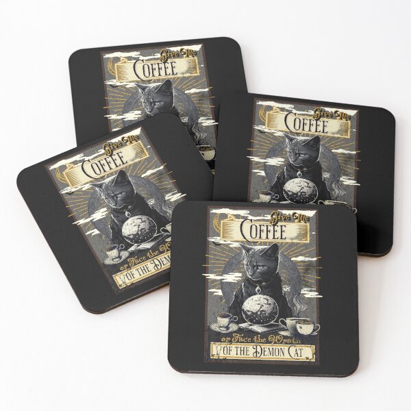 Item preview, Give Me Coffee or Face the Wrath of the Demon Cat designed and sold by EULALIA Twarog.
