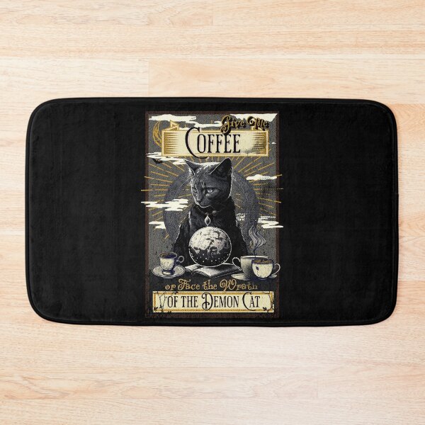 Item preview, Give Me Coffee or Face the Wrath of the Demon Cat designed and sold by EULALIA Twarog.