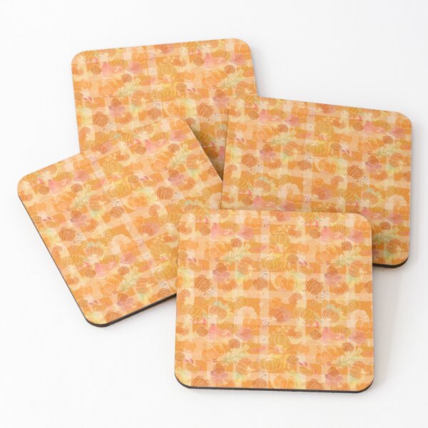 Item preview, Fall plaid pumpkin and leaves pattern designed and sold by JDreaming.