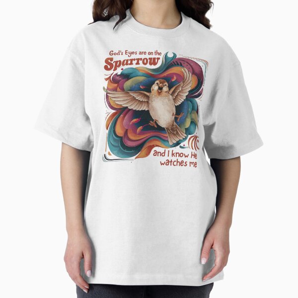 Vista previa del artículo con la obra «Los ojos de Dios están puestos en el gorrión, y sé que Él me observa, gorrión. », diseñado y vendido por Faithloveshop.