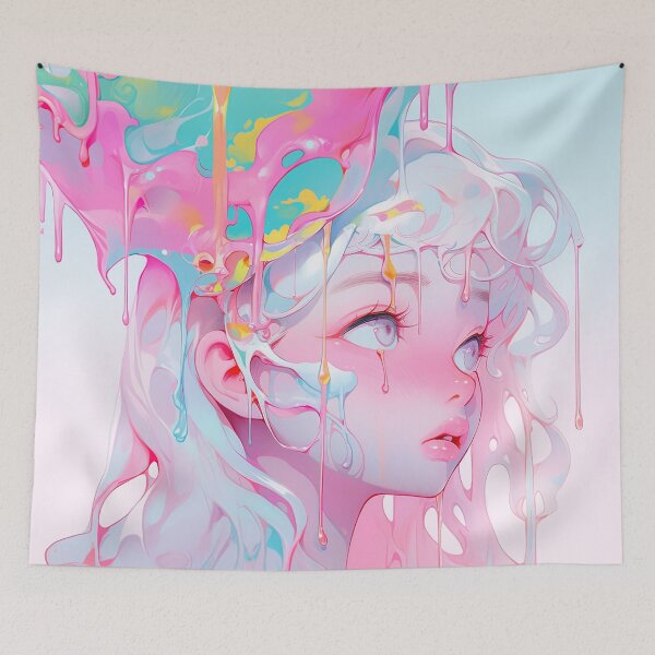 Item preview, Kawaii Dreamy Pink Melting Anime Girl designed and sold by bubblegoth.