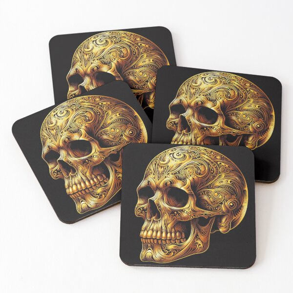 Artikelvorschau, Goldener Totenkopf, dekoratives Muster entworfen und verkauft von GaborSkeleton.