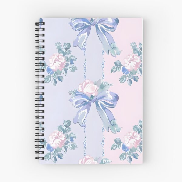Item preview, Grandmillennial bows and roses in blush pink and blue designed and sold by SophieClimaArt.