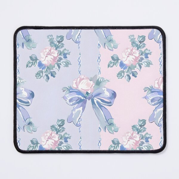 Item preview, Grandmillennial bows and roses in blush pink and blue designed and sold by SophieClimaArt.