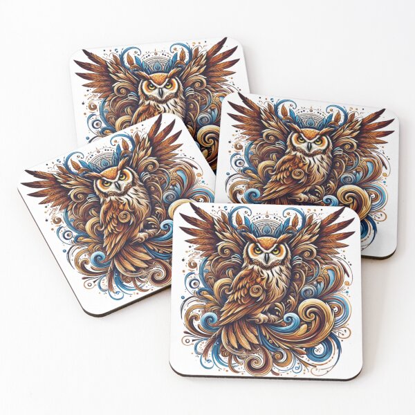 Item preview, Regal Owl in Abstract Patterns designed and sold by TeslaSt0re.