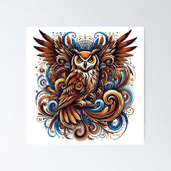 Item preview, Regal Owl in Abstract Patterns designed and sold by TeslaSt0re.