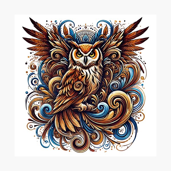 Item preview, Regal Owl in Abstract Patterns designed and sold by TeslaSt0re.