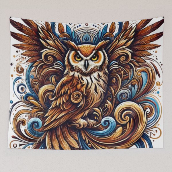 Item preview, Regal Owl in Abstract Patterns designed and sold by TeslaSt0re.